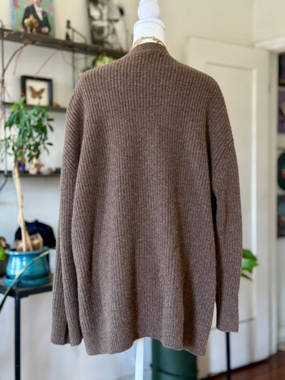 Quince Brown Ribbed Button-Front Cardigan - Picture 3 of 10